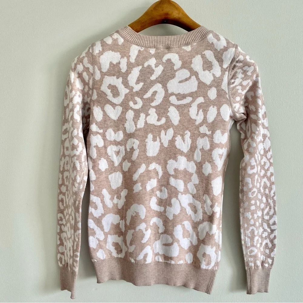 Express Tan & White Animal Print Sweater Size XS